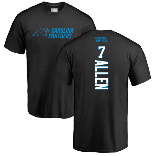 Carolina Panthers Men Black Kyle Allen Backer NFL Football #7 T Shirt->nfl t-shirts->Sports Accessory
